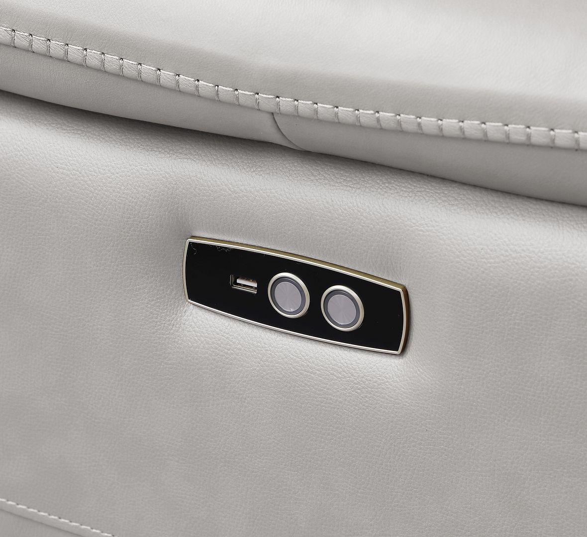 2679 Genuine Leather Sofa with 4 Power Recliners, Power Headrests & 3 Storage Consoles