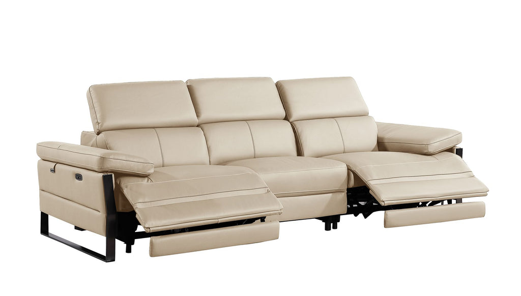 1246 Divanitalia Modular Power Dual Reclining Sofa, Console Loveseat, and Chair Set with Power Headrests - Top Grain Italian Leather - Beige - SKU 1246-BEIGE-7.5-HT-3PC - view 6