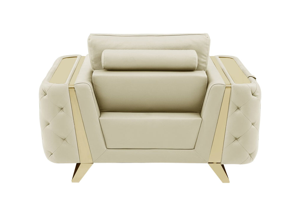 1050 Divanitalia Chair in Top-grain Italian Leather - Beige - SKU 1050-BEIGE-CH - view 4