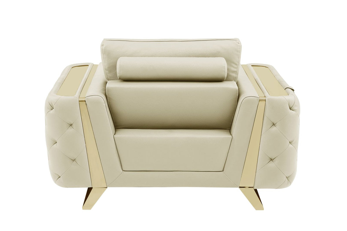 1050 Divanitalia Chair in Top-grain Italian Leather - Beige - SKU 1050-BEIGE-CH - view 4