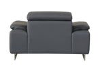 636 Divanitalia Light Gray Chair with Adjustable Headrest in Top-grain Italian Leather