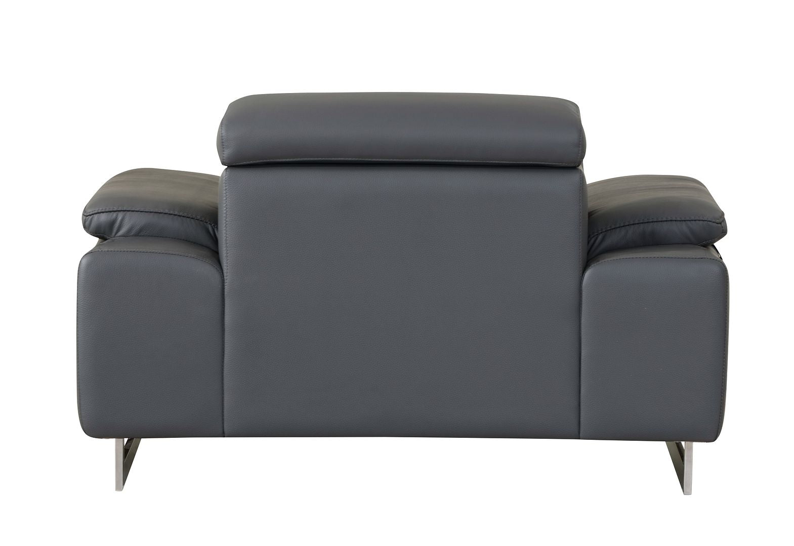 636 Divanitalia Light Gray Chair with Adjustable Headrest in Top-grain Italian Leather