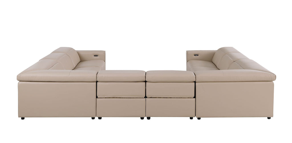 1208 8 Piece U-Shaped Leather Sectional Sofa with 4 Power Recliners & Power Headrests