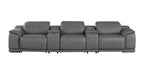 2679 Genuine Leather Sofa with 3 Power Recliners & Dual Storage Consoles