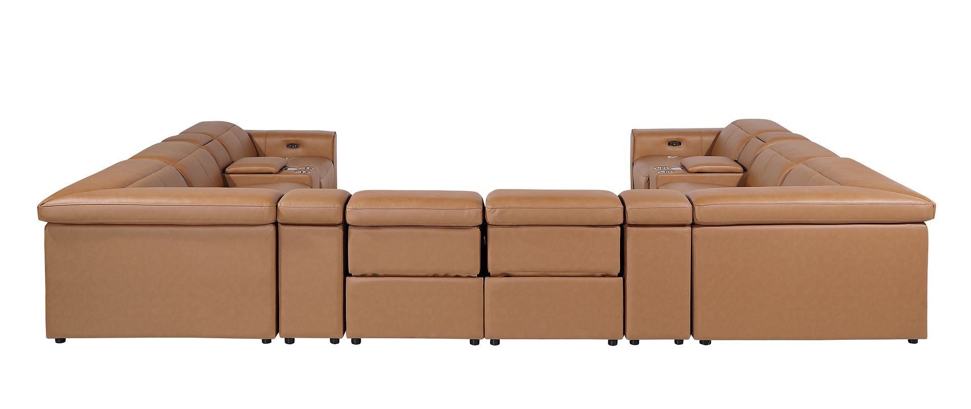 1224 Divanitalia 12-Piece U-Shaped Sectional Sofa in Top Grain Italian Leather with 4 Power Recliners & Power Headrests