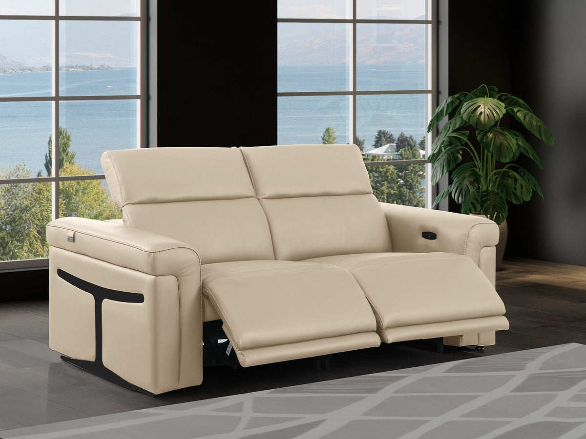 1126 Divanitalia 2-Piece Modular Power Reclining Loveseat in Top Grain Italian Leather with 2 Power Recliners & Power Headrests - Beige - SKU 1126-BEIGE-2.2-HT - view 2