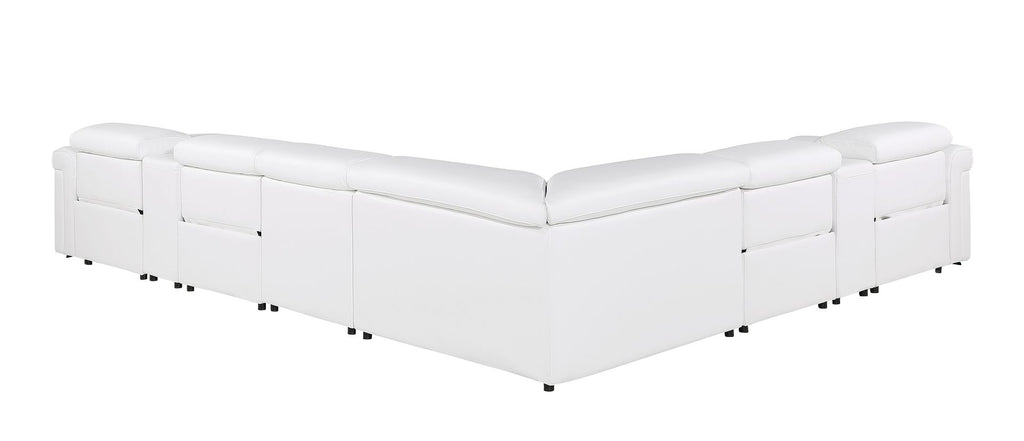 1126 Divanitalia 8-Piece L-Shaped Sectional Sofa in Top Grain Italian Leather with 4 Power Recliners & Power Headrests