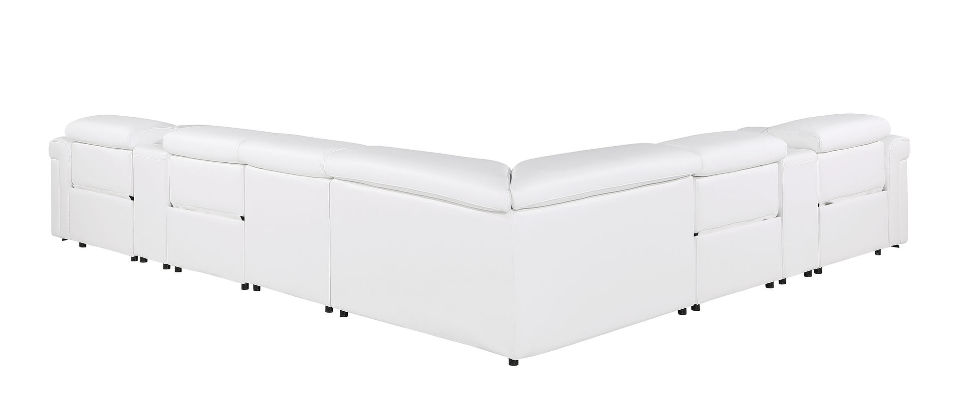 1126 Divanitalia 8-Piece L-Shaped Sectional Sofa in Top Grain Italian Leather with 4 Power Recliners & Power Headrests