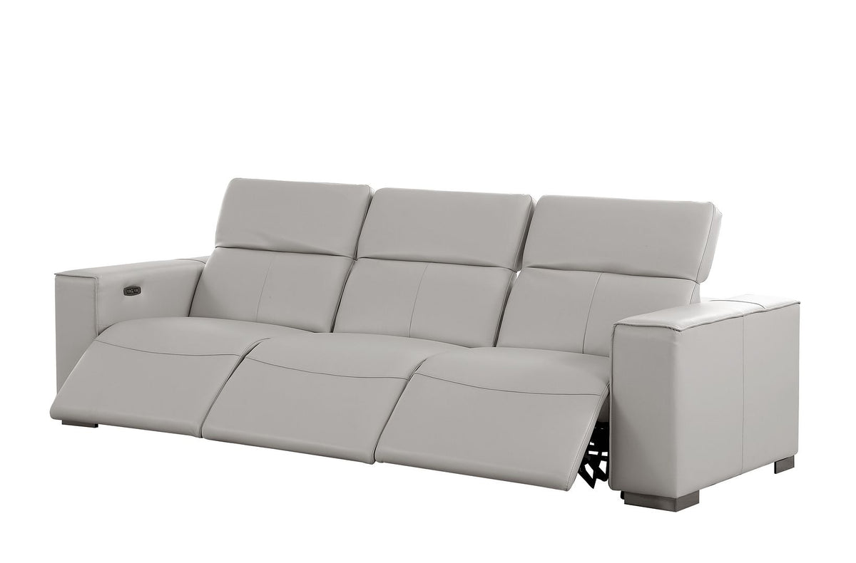 1208 Modular Leather Set with 6 Power Recliners & Power Headrests - Light Grey - SKU 1208-LT-GREY-7.6-HT-3PC - view 6
