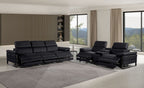 1246 Divanitalia Modular Power Triple Reclining Sofa and Console Loveseat Set with Power Headrests - Top Grain Italian Leather - Black - SKU 1246-BLACK-6.5-HT-2PC - view 2