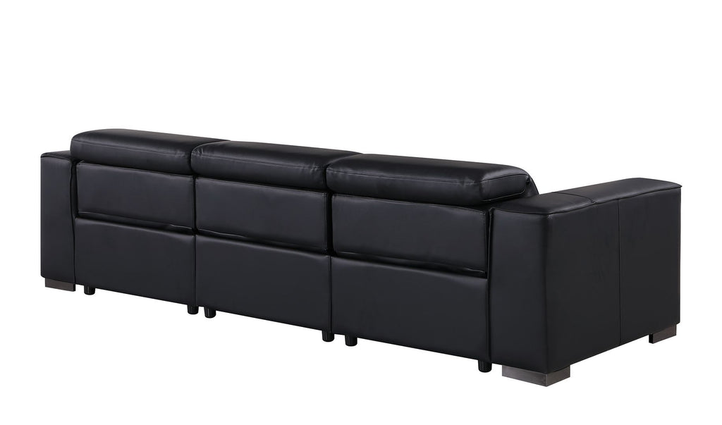 1208 Genuine Leather Triple Power Reclining Sofa - Black - SKU 1208-BLACK-3.3-HT - view 6