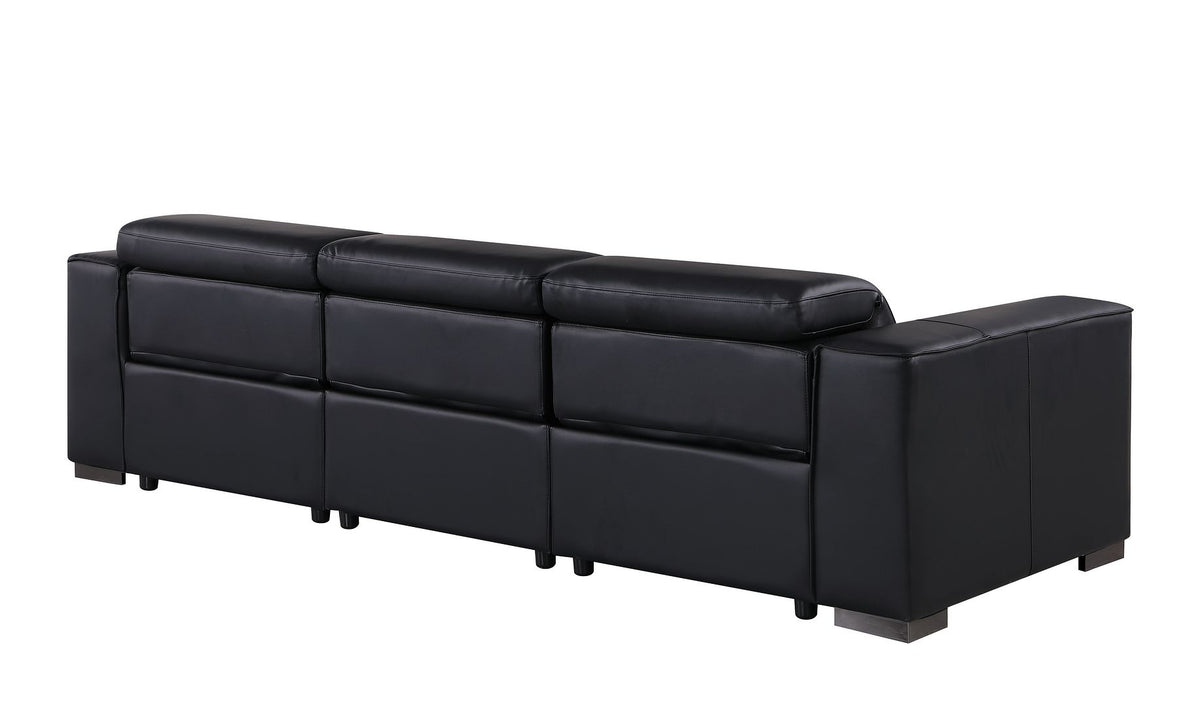 1208 Genuine Leather Triple Power Reclining Sofa - Black - SKU 1208-BLACK-3.3-HT - view 6