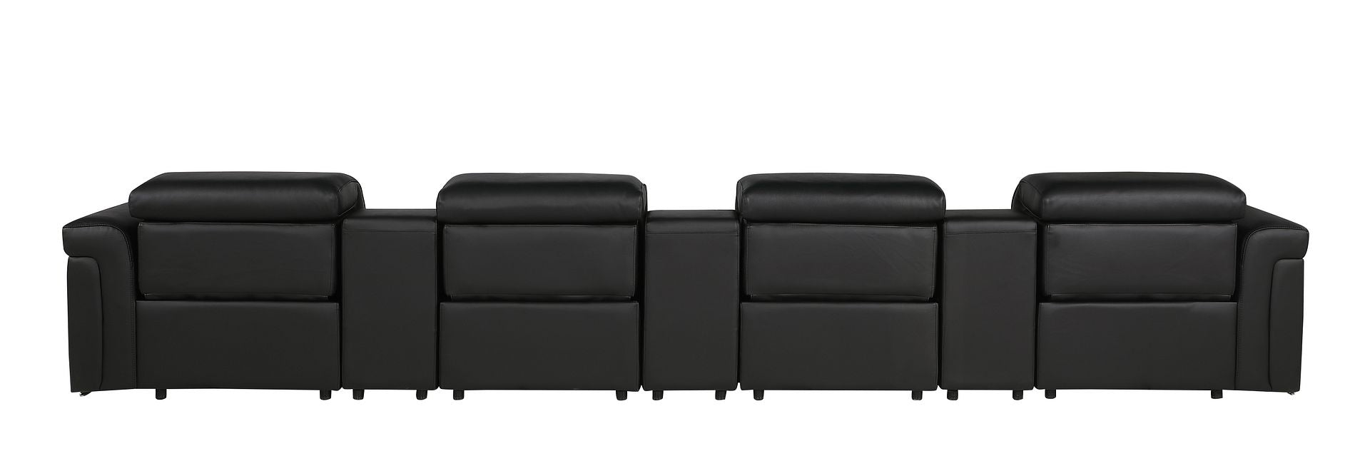1126 Divanitalia 7-Piece Modular Power Reclining Sofa in Top Grain Italian Leather with 4 Power Recliners & Power Headrests - Black - SKU 1126-BLACK-7.4-HT - view 6