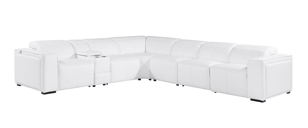 1224 Divanitalia 7-Piece L-Shaped Sectional Sofa in Top Grain Italian Leather with 4 Power Recliners & Power Headrests