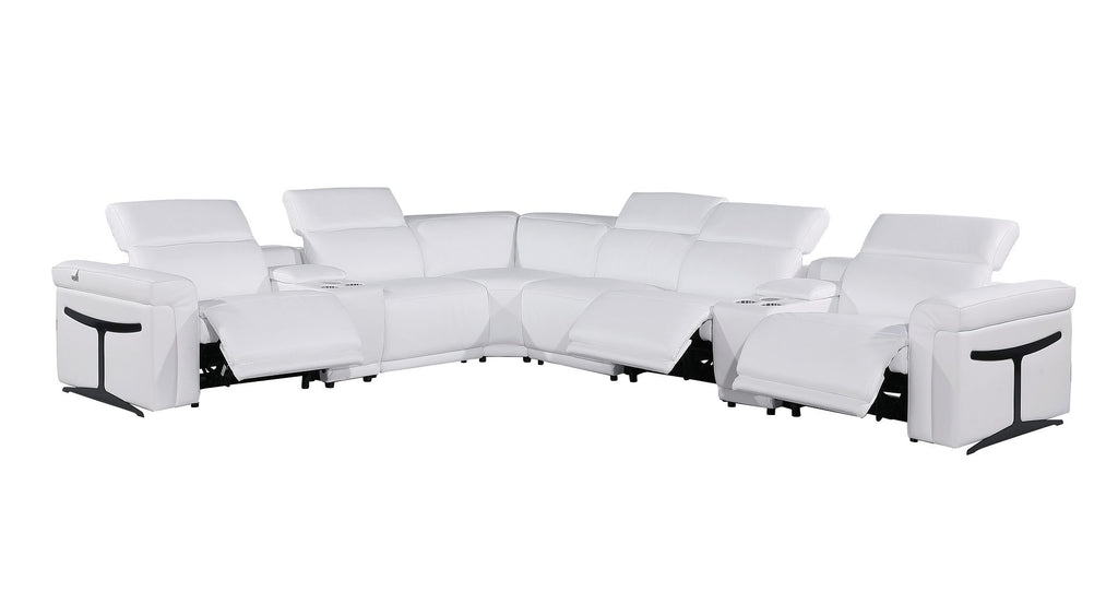 1126 Divanitalia 8-Piece L-Shaped Sectional Sofa in Top Grain Italian Leather with 3 Power Recliners & Power Headrests - White - SKU 1126-WHITE-SEC-8PC-3PWR-SECTIONAL-GROUP - view 3
