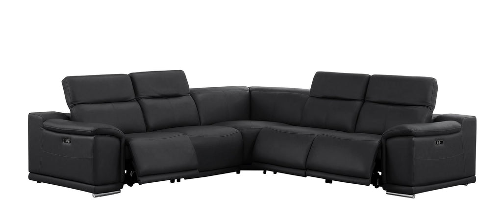 2679 5-Piece L-Shaped Power Reclining Sectional Sofa in Genuine Leather - 3 Recliners