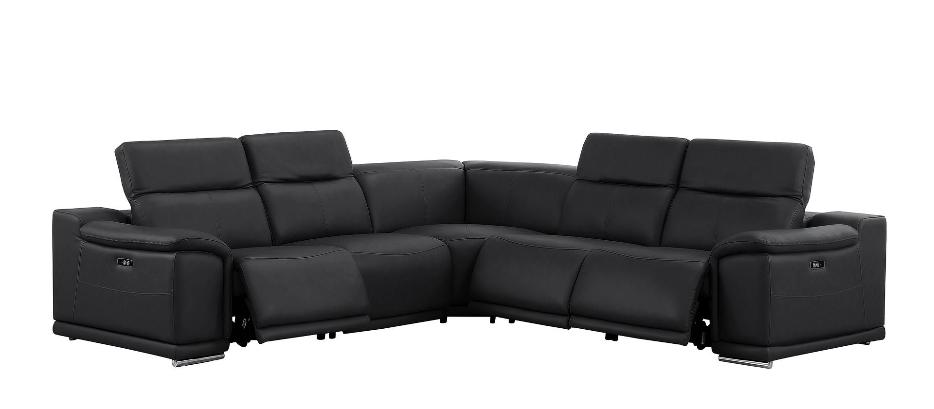 2679 5-Piece L-Shaped Power Reclining Sectional Sofa in Genuine Leather - 3 Recliners