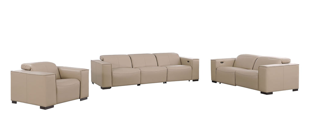 1208 Leather Reclining Set - Sofa, Loveseat & Chair with 6 Power Recliners - Beige - SKU 1208-BEIGE-6.6-HT-3PC - view 3