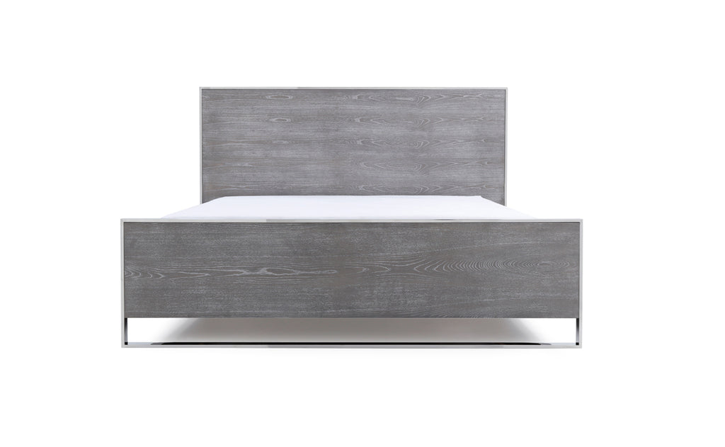 Eastern King Charlene Modern Grey Elm & Stainless Steel Bed