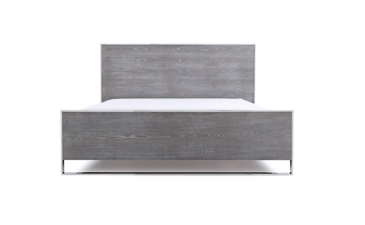 Eastern King Charlene Modern Grey Elm & Stainless Steel Bed