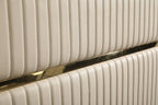 Queen Sterling Modern Beige Bonded Leather & Gold Bed