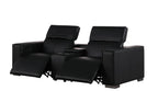 1208 Genuine Leather Dual Power Reclining Console Loveseat