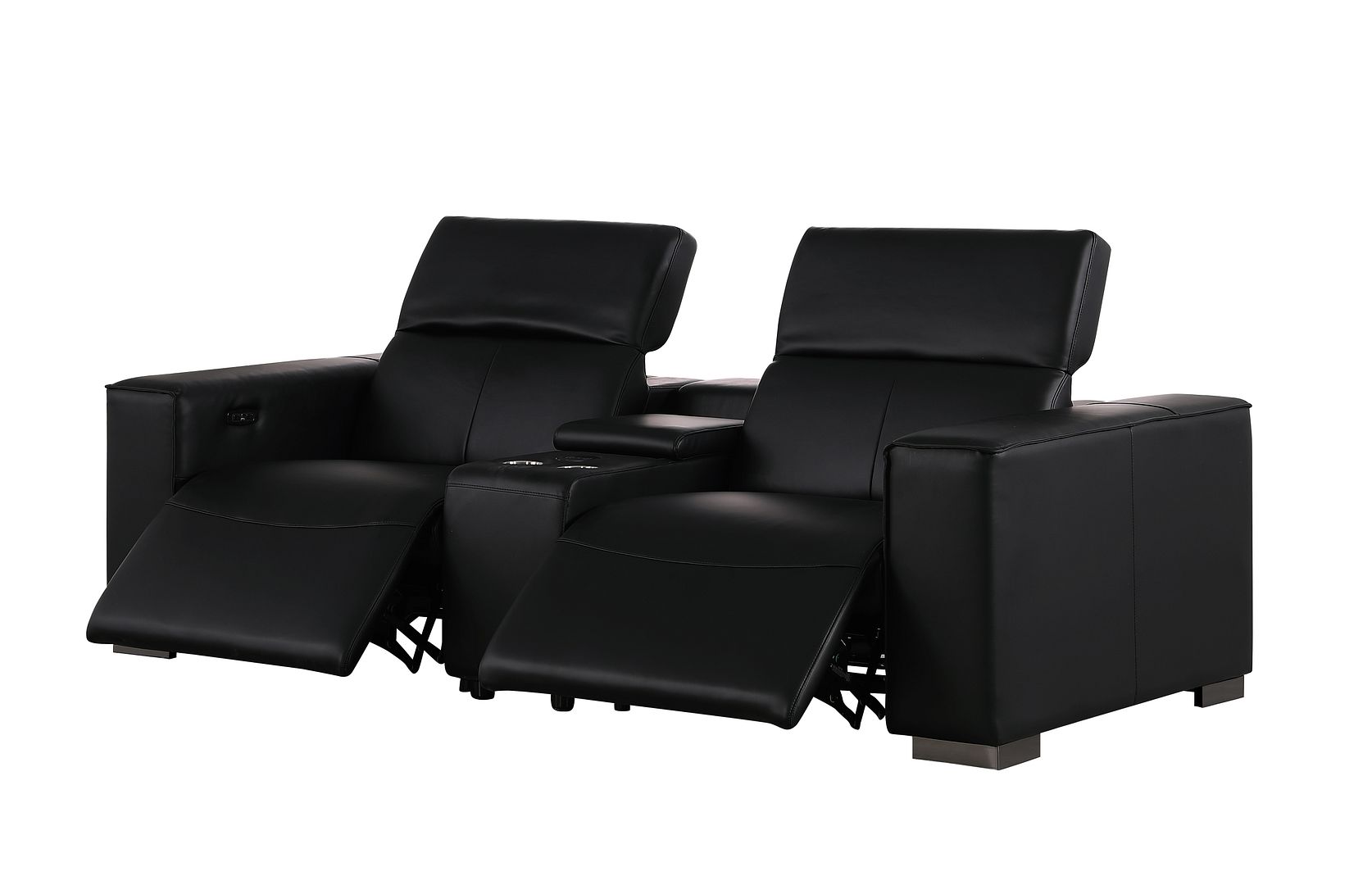 1208 Genuine Leather Dual Power Reclining Console Loveseat