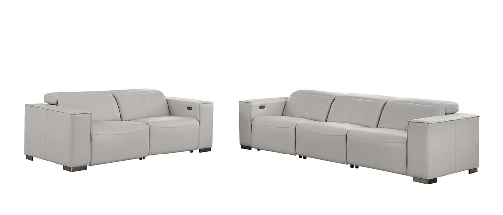 1208 Leather Reclining Set - Sofa & Loveseat with 4 Power Recliners - Light Grey - SKU 1208-LT-GREY-5.4-HT-2PC - view 3