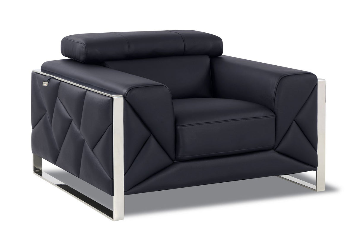 903 Divanitalia Chair with Adjustable Headrest in Top-grain Italian Leather - Black - SKU 903-CH-BLACK - view 2