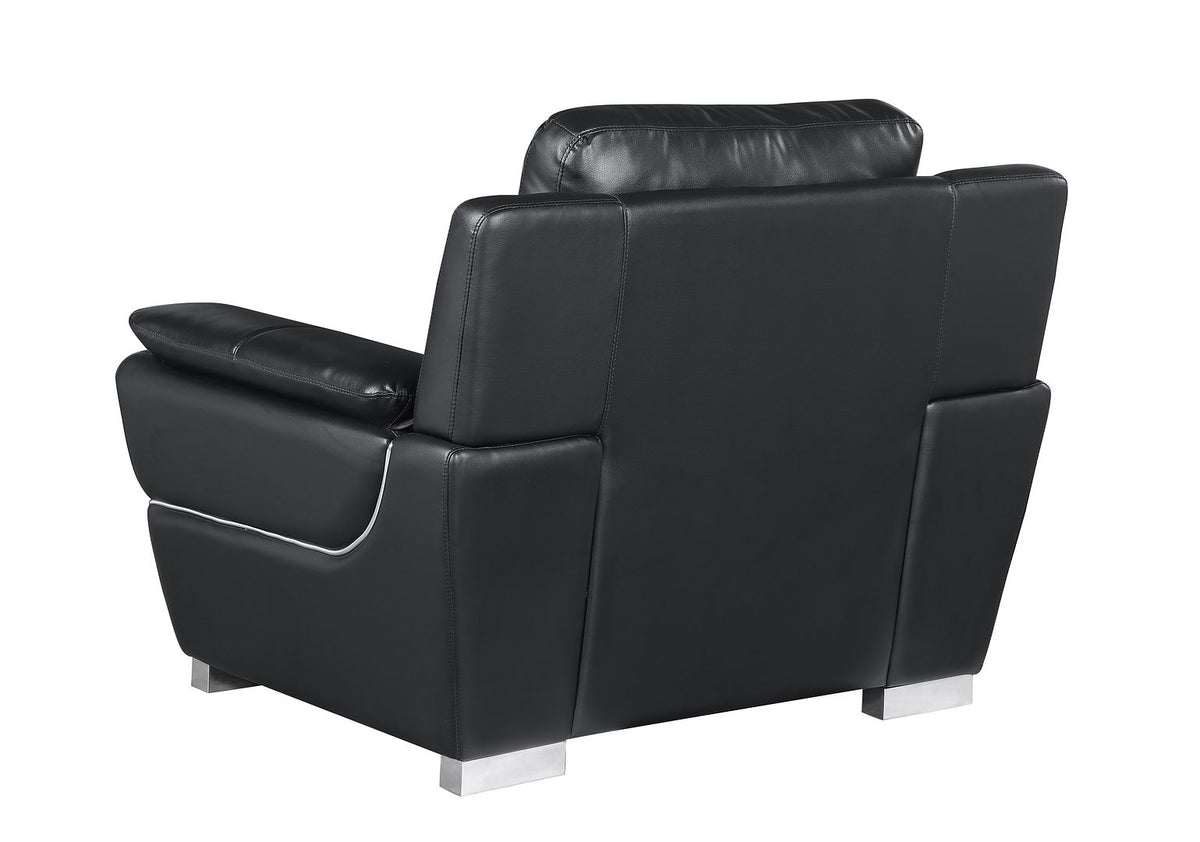 4572 Modern Genuine Leather Chair - Black - SKU 4572-CH-BLACK - view 4