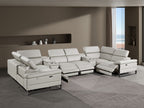 1246 Divanitalia 8-Piece U-Shaped Modular Power Reclining Sectional Sofa with 4 Power Recliners and Power Headrests - Top Grain Italian Leather