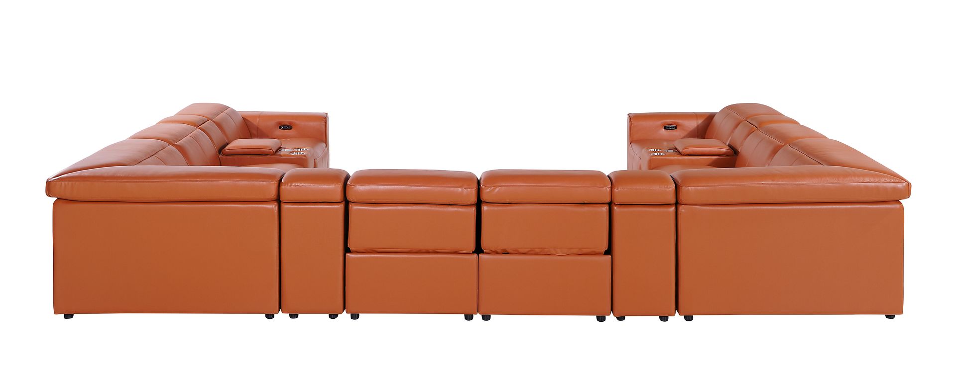1224 Divanitalia 12-Piece U-Shaped Sectional Sofa in Top Grain Italian Leather with 4 Power Recliners & Power Headrests