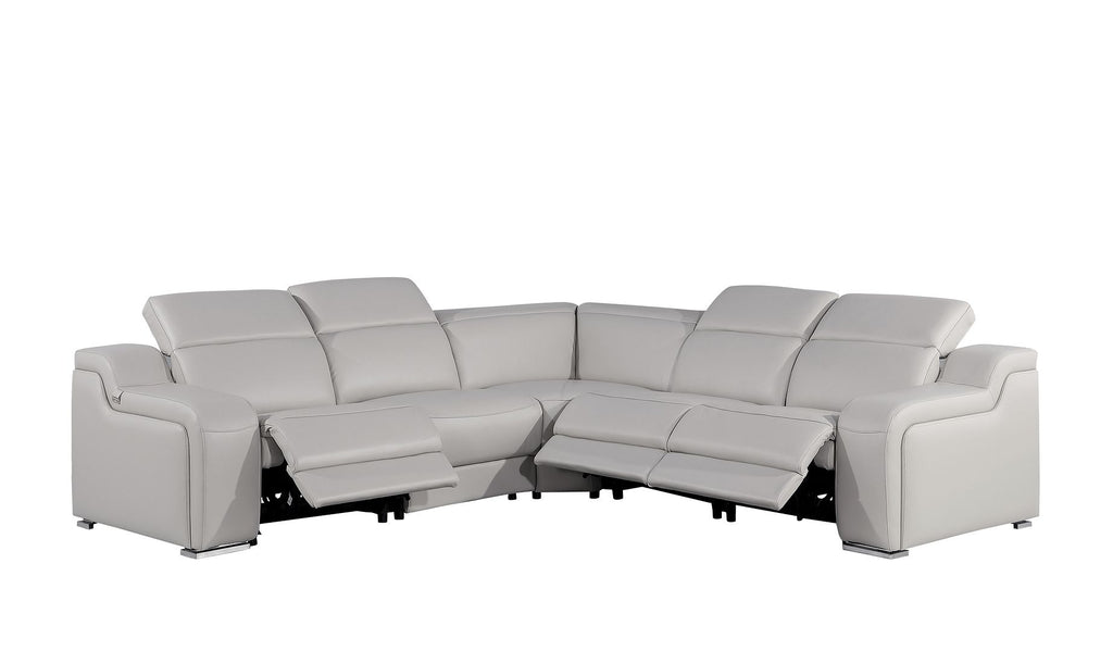 1116 Divanitalia 5-Piece L-Shaped Sectional Sofa in Top Grain Italian Leather with 3 Power Recliners & Power Headrests - Light Grey - SKU 1116-LT-GREY-5PC-3PWR-SECTIONAL- GROUP - view 3