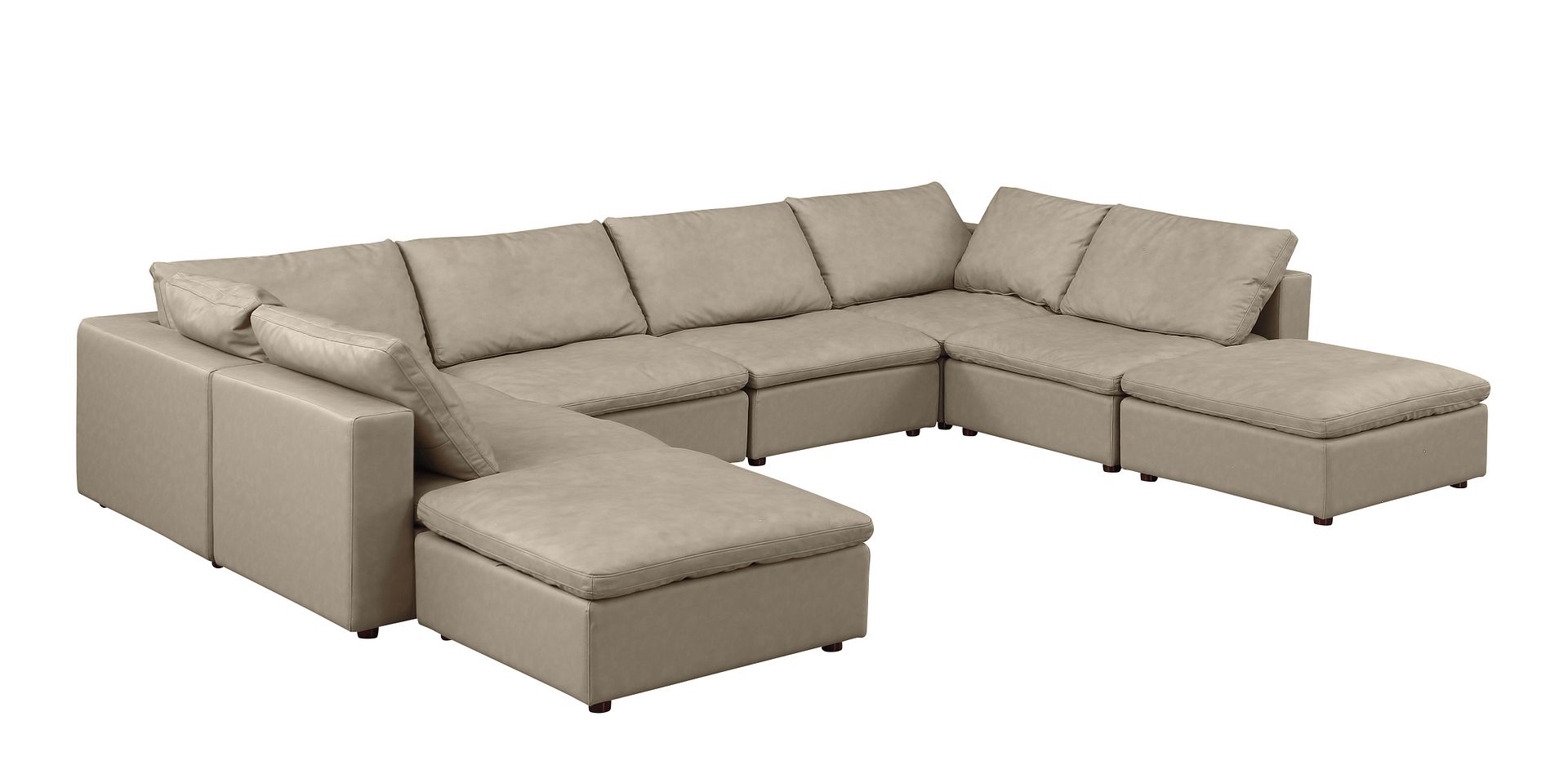 1100 Divanitalia Top-grain Italian Leather 8-Piece Sectional Sofa with Chaise