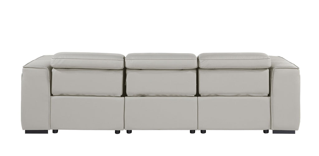1224 Divanitalia 3-Piece Modular Power Reclining Sofa in Top Grain Italian Leather with 3 Power Recliners & Power Headrests - Light Grey - SKU 1224-LT-GREY-3.3-HT - view 7