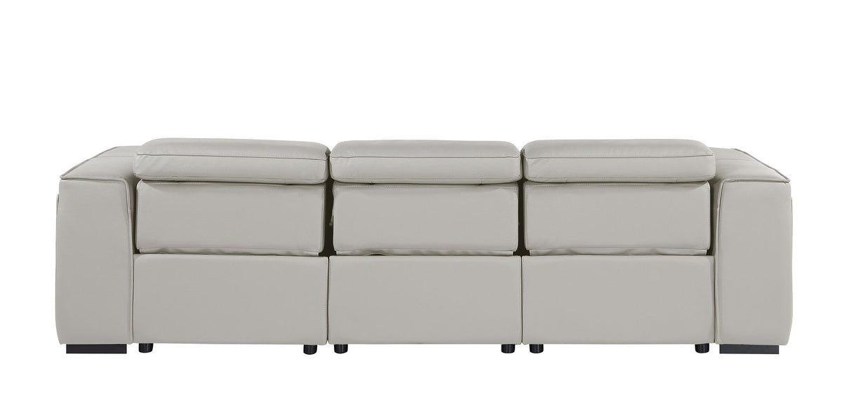 1224 Divanitalia 3-Piece Modular Power Reclining Sofa in Top Grain Italian Leather with 3 Power Recliners & Power Headrests - Light Grey - SKU 1224-LT-GREY-3.3-HT - view 7