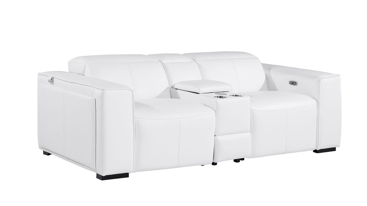 1224 Divanitalia 3-Piece Modular Power Reclining Loveseat in Top Grain Italian Leather with 2 Power Recliners & Power Headrests - White - SKU 1224-WHITE-3.2-HT - view 4