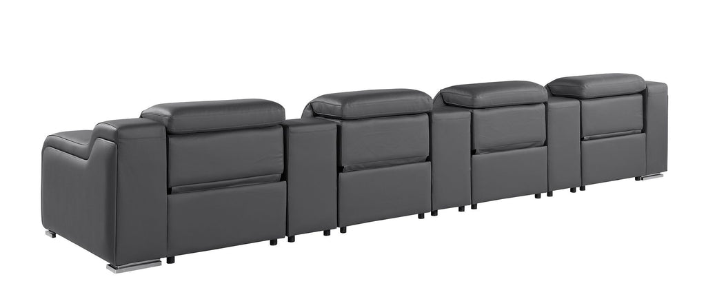 1116 Divanitalia 7-Piece Modular Power Reclining Sofa in Top Grain Italian Leather with 4 Power Recliners & Power Headrests - Dark Grey - SKU 1116-DK-GREY-S-7.4-HT - view 6