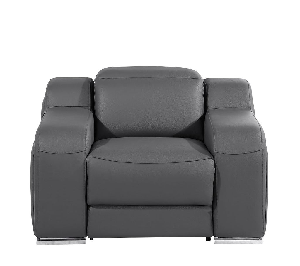 1116 Divanitalia 6-Piece Modular Power Reclining Sofa, Loveseat & Chair Set in Top Grain Italian Leather with 6 Power Recliners & Power Headrests - Dark Grey - SKU 1116-DK_GREY-6.6-HT-3PC - view 11