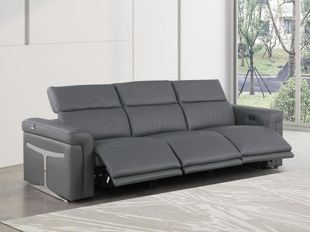 1126 Divanitalia 3-Piece Modular Power Reclining Sofa in Top Grain Italian Leather with 3 Power Recliners & Power Headrests