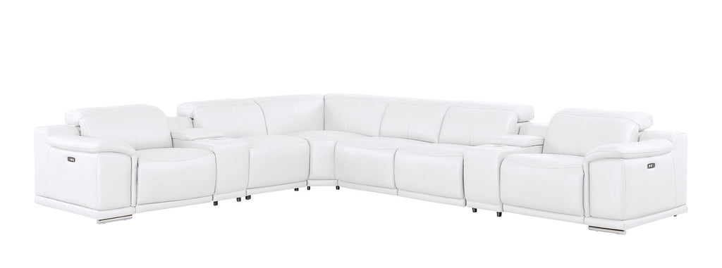 2679 8-Piece L-Shaped Power Reclining Sectional Sofa in Genuine Leather - 4 Recliners