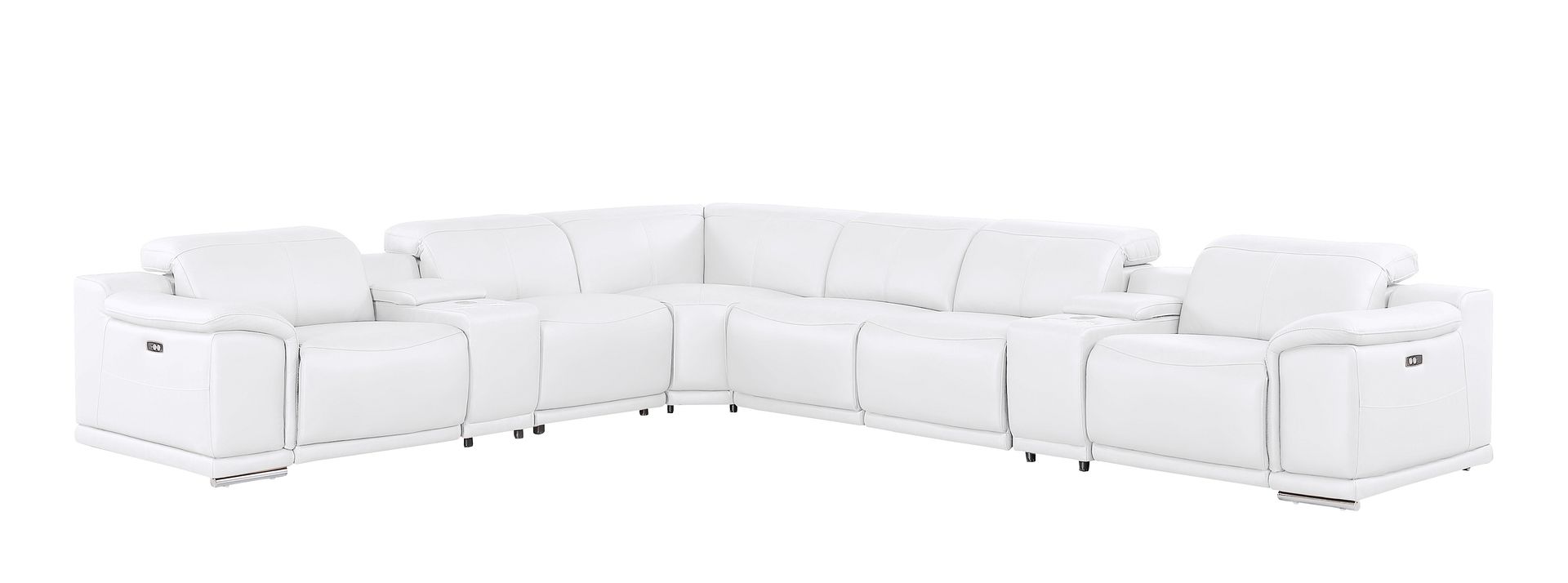 2679 8-Piece L-Shaped Power Reclining Sectional Sofa in Genuine Leather - 4 Recliners