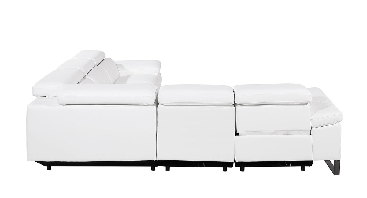 1246 Divanitalia 5-Piece L-Shaped Modular Power Reclining Sectional Sofa with Power Headrests - Top Grain Italian Leather - White - SKU 1246-WHITE-5PC-3PWR-SECTIONAL - view 6