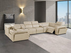 1224 Divanitalia 8-Piece U-Shaped Sectional Sofa in Top Grain Italian Leather with 2 Power Recliners & Power Headrests - Beige - SKU 1224-BEIGE-8PC-2PWR-U-SECTIONAL - view 2
