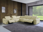9762 Divanitalia 8-Piece L-Shaped Top Grain Italian Leather Sectional Sofa with 3 Power Recliners