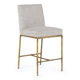 Beasley - Modern Off-White Linen + Brass Counter Chair