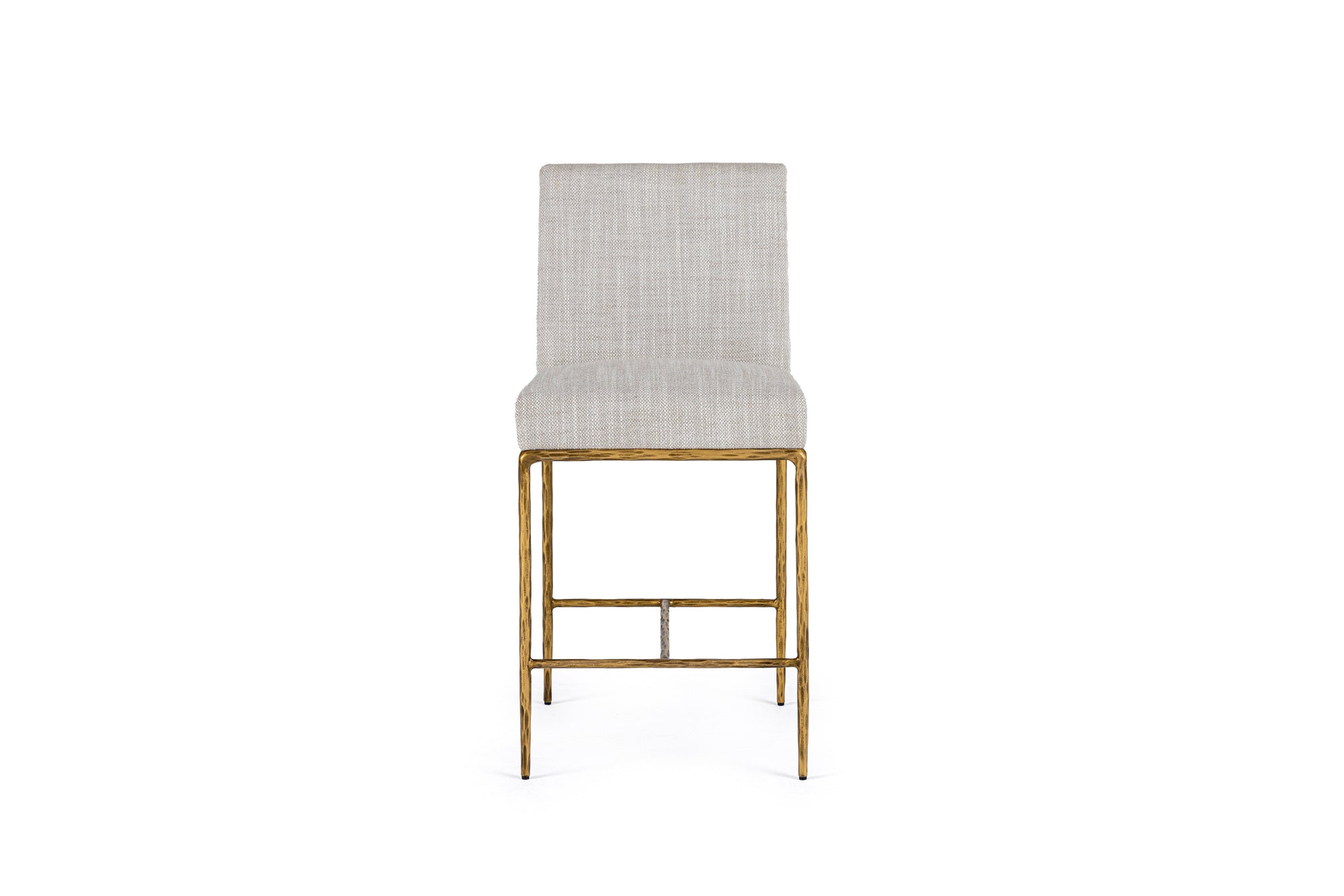 Beasley - Modern Off-White Linen + Brass Counter Chair