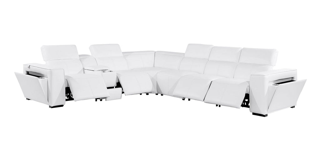 1224 Divanitalia 7-Piece L-Shaped Sectional Sofa in Top Grain Italian Leather with 4 Power Recliners & Power Headrests