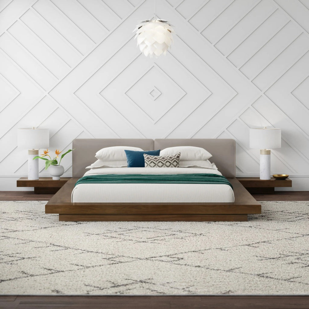 Tokyo - Contemporary Walnut and Grey Platform Bed - Contemporary Walnut and Grey Platform Bed