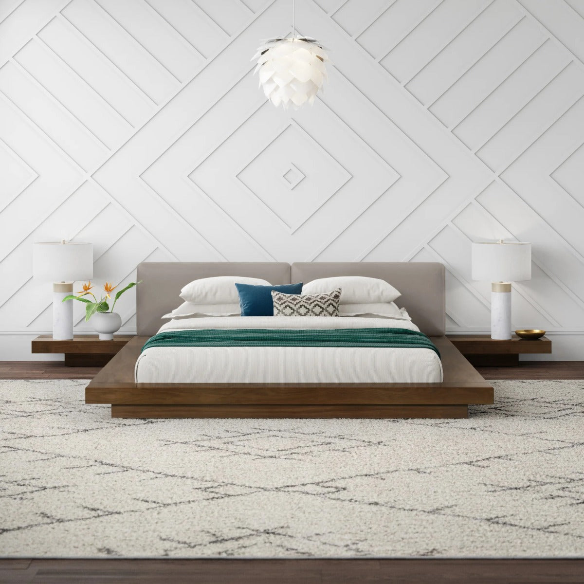 Tokyo - Contemporary Walnut and Grey Platform Bed - Contemporary Walnut and Grey Platform Bed